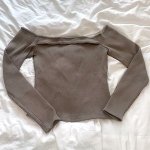 NWT NBD Taupe Off The Shoulder Sweater Top